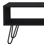 Black and Oak Wood and Metal Coffee Table with Drawer and Shelf - 41-inch