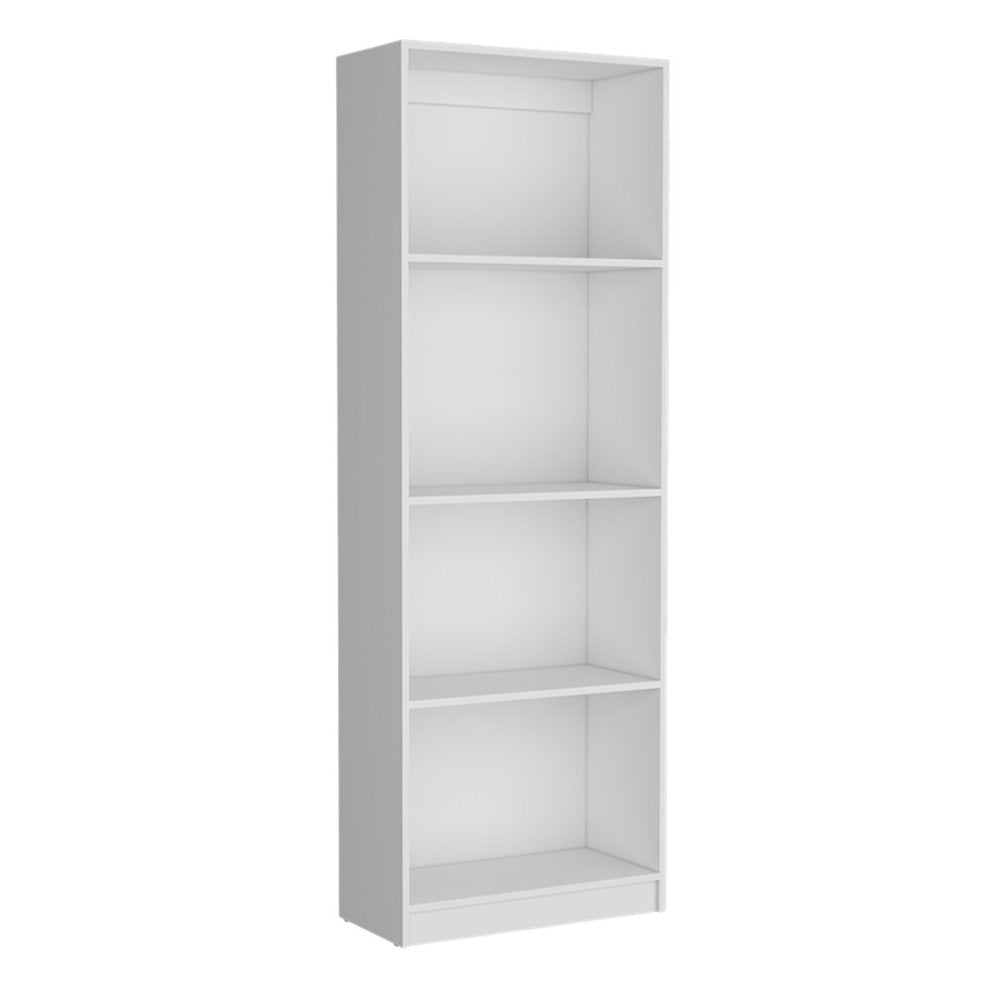 White Wood Four Tier Bookcase - 71-inch