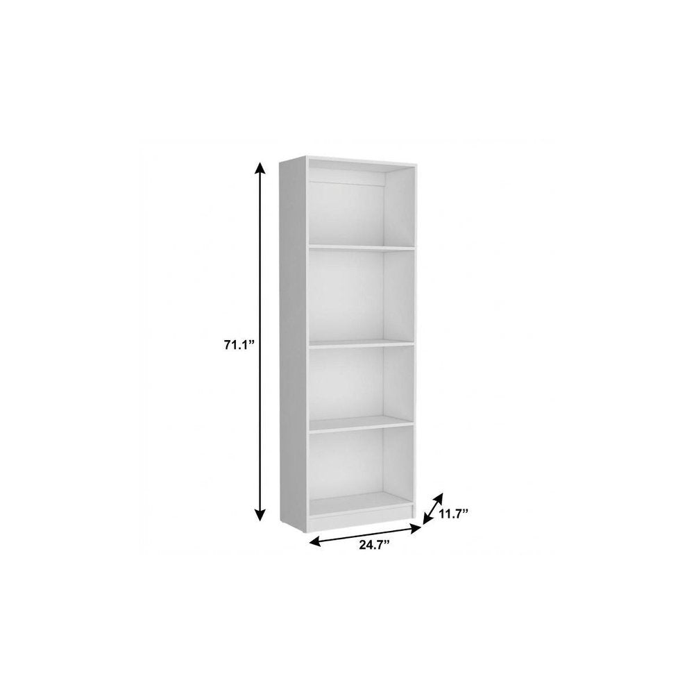 White Wood Four Tier Bookcase - 71-inch