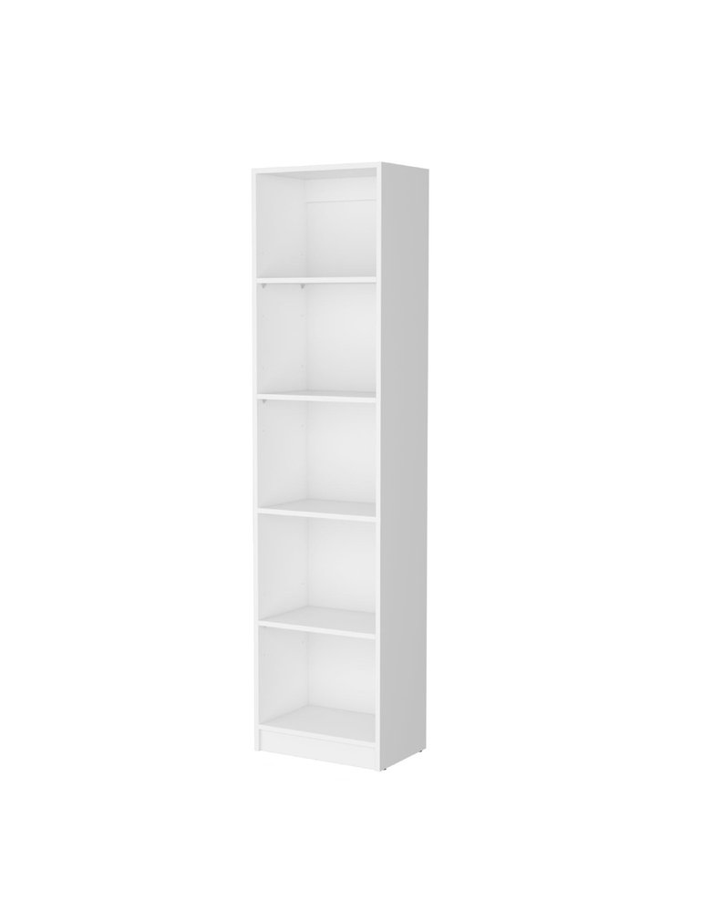 White Wood Five Tier Bookcase - 71-inch