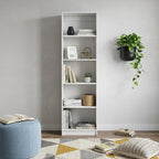 White Wood Five Tier Bookcase - 71-inch