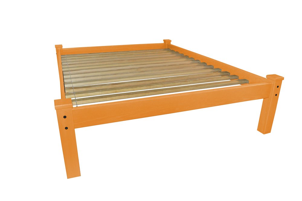 Yellow Solid Wood Queen Bed Frame