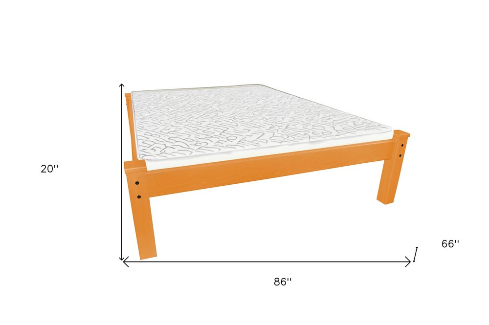 Yellow Solid Wood Queen Bed Frame
