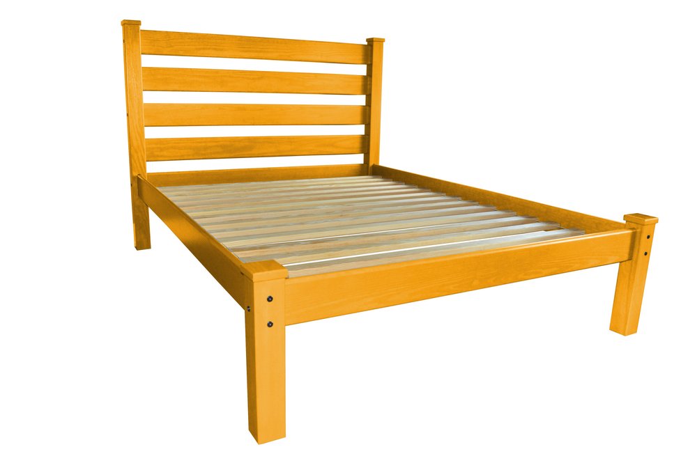 Yellow Solid Wood Queen Bed Frame