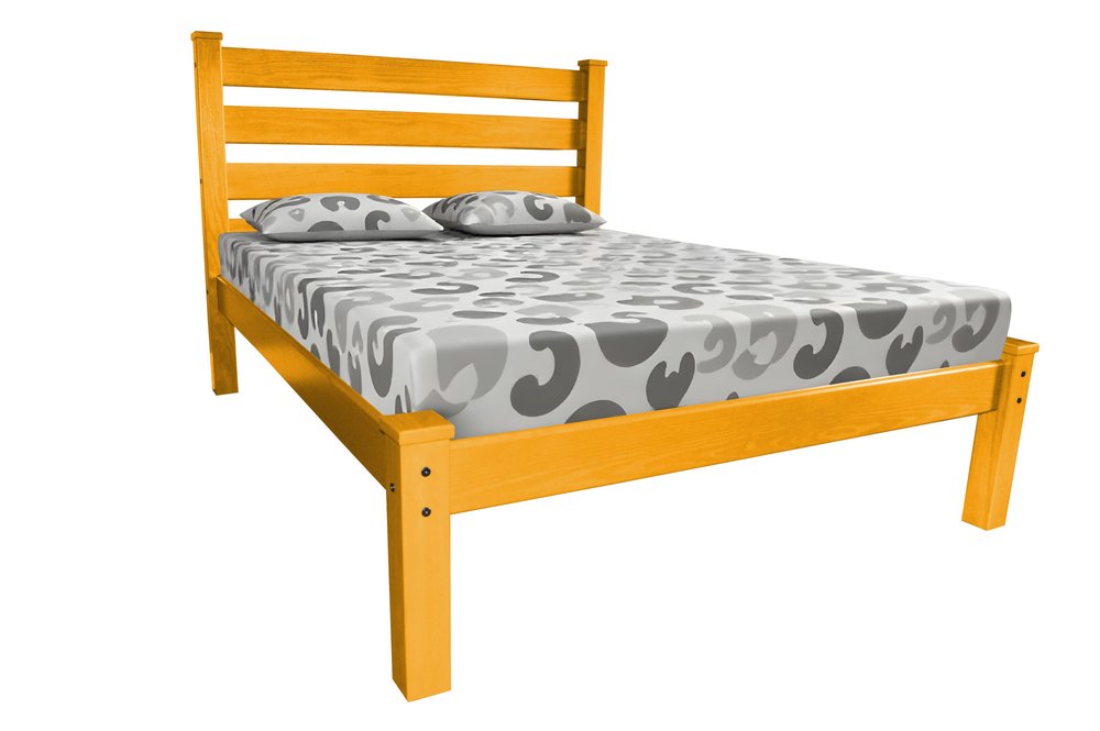 Yellow Solid Wood Queen Bed Frame