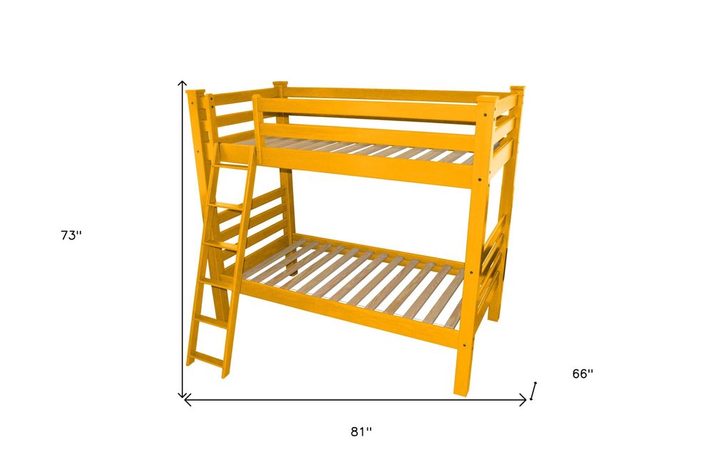 Yellow Twin Over Twin Solid Wood Bunk Bed
