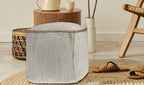 Citron and Natural Cotton and Jute Cube Pouf Ottoman - 18-inch