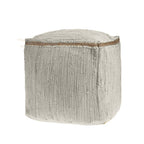 Citron and Natural Cotton and Jute Cube Pouf Ottoman - 18-inch