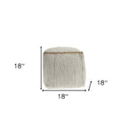 Citron and Natural Cotton and Jute Cube Pouf Ottoman - 18-inch