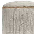 Citron and Natural Cotton and Jute Cube Pouf Ottoman - 18-inch