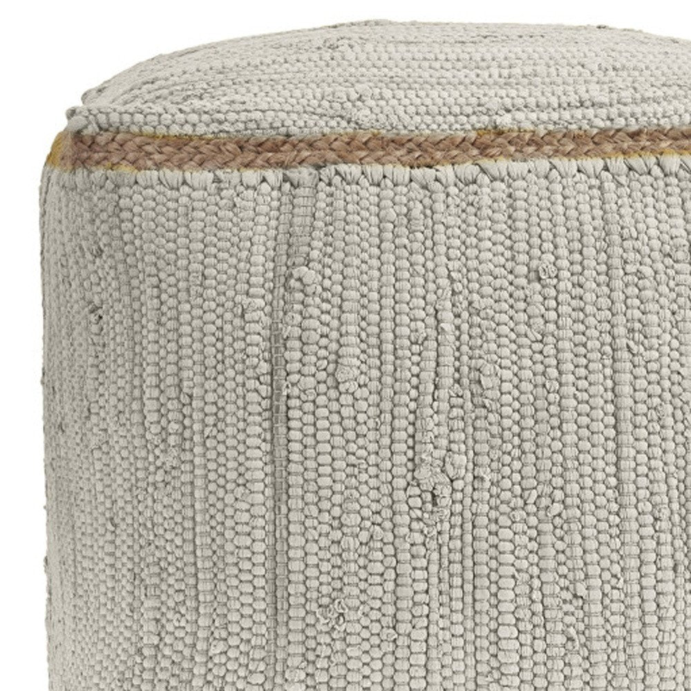 Citron and Natural Cotton and Jute Cube Pouf Ottoman - 18-inch