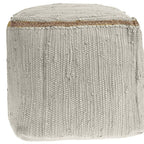 Citron and Natural Cotton and Jute Cube Pouf Ottoman - 18-inch