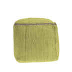 Citron and Natural Cotton and Jute Cube Pouf Ottoman - 18-inch