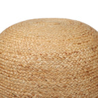 Natural and Gray Jute Blend Cylinder Striped Pouf Ottoman - 18-inch