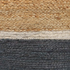 Natural and Gray Jute Blend Cylinder Striped Pouf Ottoman - 18-inch