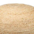 Natural and Navy Blue Jute Blend Cylinder Striped Pouf Ottoman - 18-inch