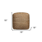 Natural Jute Woven Blend Cube Pouf Ottoman - 18-inch