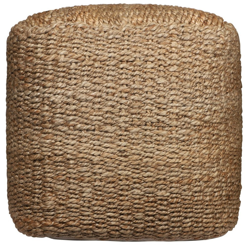 Natural Jute Woven Blend Cube Pouf Ottoman - 18-inch