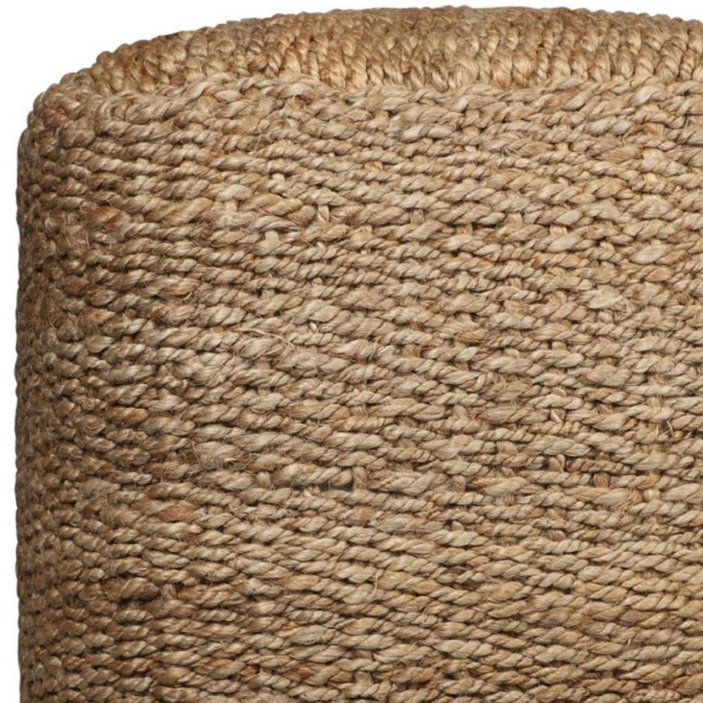 Natural Jute Woven Blend Cube Pouf Ottoman - 18-inch