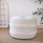Blue Cotton Blend Ottoman - 18-inch