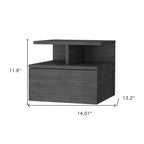 Gray Wood One Drawer Floating Nightstand - 12-inch
