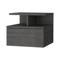 Gray Wood One Drawer Floating Nightstand - 12-inch