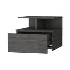 Gray Wood One Drawer Floating Nightstand - 12-inch
