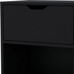 Black Wood One Drawer Nightstand - 20-inch