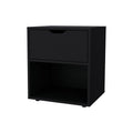 Black Wood One Drawer Nightstand - 20-inch