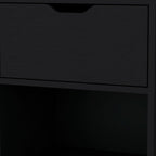Black Wood One Drawer Nightstand - 20-inch