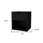 Black Wood One Drawer Nightstand - 20-inch