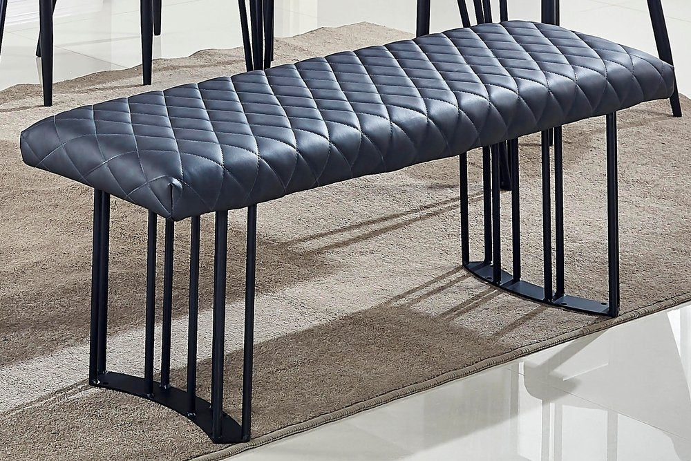 Dark Gray and Black Faux Leather Upholstered Dining Bench - 47-inch