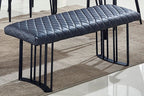 Dark Gray and Black Faux Leather Upholstered Dining Bench - 47-inch