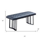 Dark Gray and Black Faux Leather Upholstered Dining Bench - 47-inch