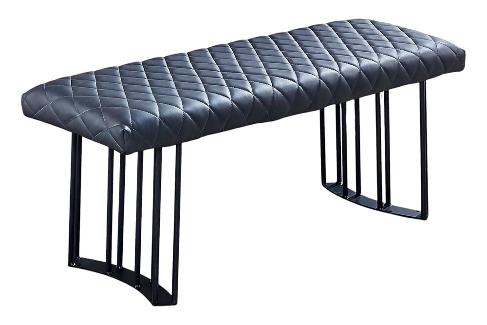 Dark Gray and Black Faux Leather Upholstered Dining Bench - 47-inch