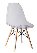 Set of Two Clear and Natural Wood and Heavy Duty Plastic Dining Side Chairs