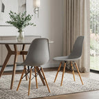 Set of Two Gray and Brown Wood and Heavy Duty Plastic Dining Side Chairs