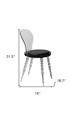 Black and Clear Faux Leather Dining Side Chair