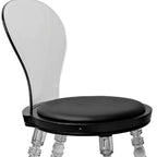 Black and Clear Faux Leather Dining Side Chair