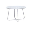 White Wood and Metal Round Cross Legs Coffee Table - 28-inch