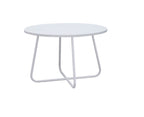 White Wood and Metal Round Cross Legs Coffee Table - 28-inch