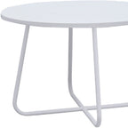 White Wood and Metal Round Cross Legs Coffee Table - 28-inch