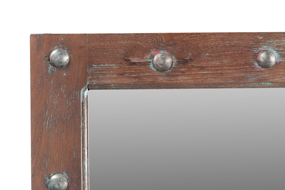 Wood Brown Rustic Solid Wood Window Pane Framed Accent Mirror - 60-inch