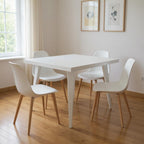 White Steel and Metal Square Dining Table - 32-inch