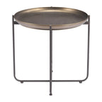 Bronze and Gray Steel Round Cross Legs End Table - 21-inch
