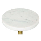 White and Gold Marble and Iron Round Pedestal End Table - 22-inch