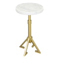 White and Gold Marble and Iron Round Pedestal End Table - 22-inch