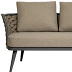 Dark Gray Aluminum Outdoor Love Seat with Taupe Cushions - 56-inch