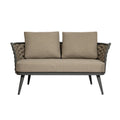 Dark Gray Aluminum Outdoor Love Seat with Taupe Cushions - 56-inch