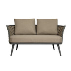 Dark Gray Aluminum Outdoor Love Seat with Taupe Cushions - 56-inch